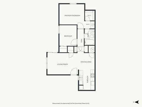 Floor plan for 2 beds, 1 bath, 880 sqft